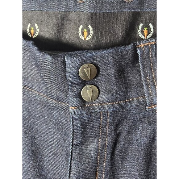 NWOT Kerrits Women’s Stretch Denim Knee Patch Breeches M Color-Bloc Riding Pants - Picture 4 of 16